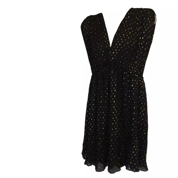 Zara Dresses & Skirts - Zara S Black Gold Chiffon Babydoll Mini Dress Tunic Halter Back Rockabilly Pinup